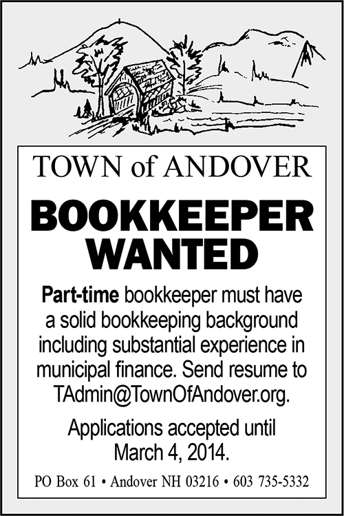 Town of Andover Plans to Hire Part-Time Bookkeeper