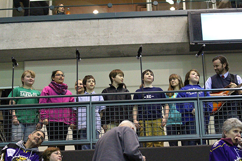 AE/MS Chorus Performs at Manchester Monarchs Game
