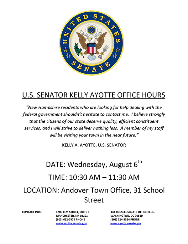 Senator Ayotte’s Office to Visit Andover