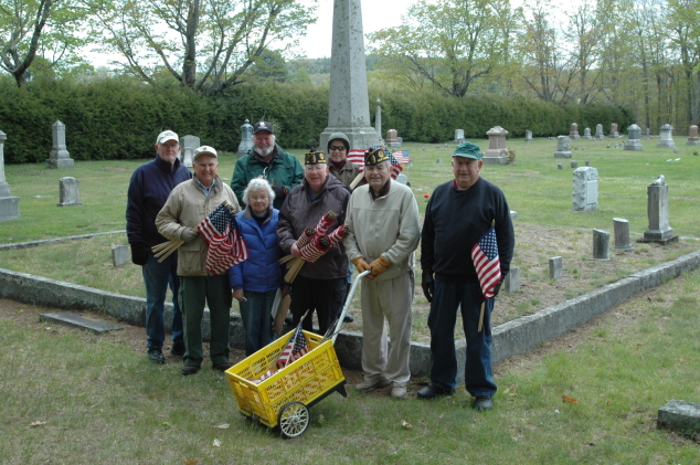Post #101, Cemetery Trustees Place Flags for Memorial Day
