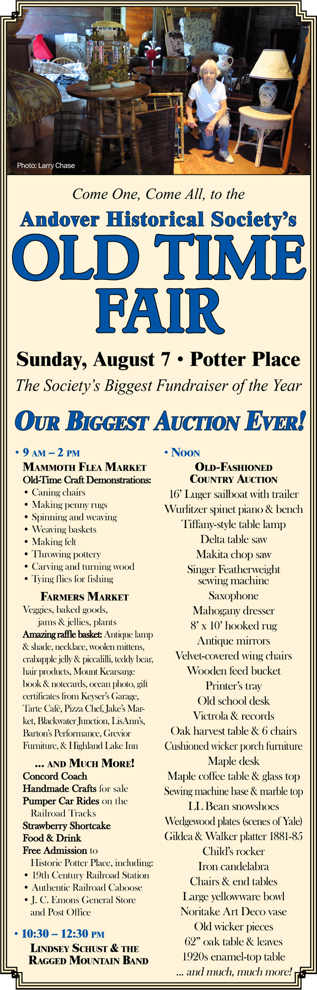 Andover Historical Society’s Old Time Fair, August 7, 2016