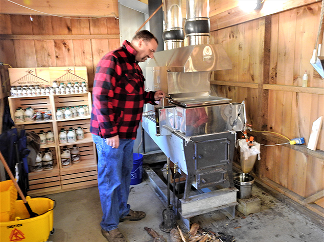 Greg Stetson of Winter Hill Maple Gets Ready to Boil Syrup
