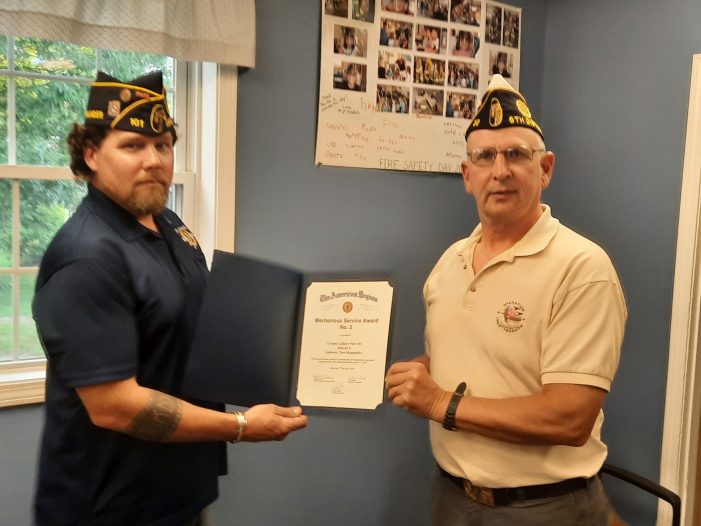 American Legion Receives Award for 100% Membership 