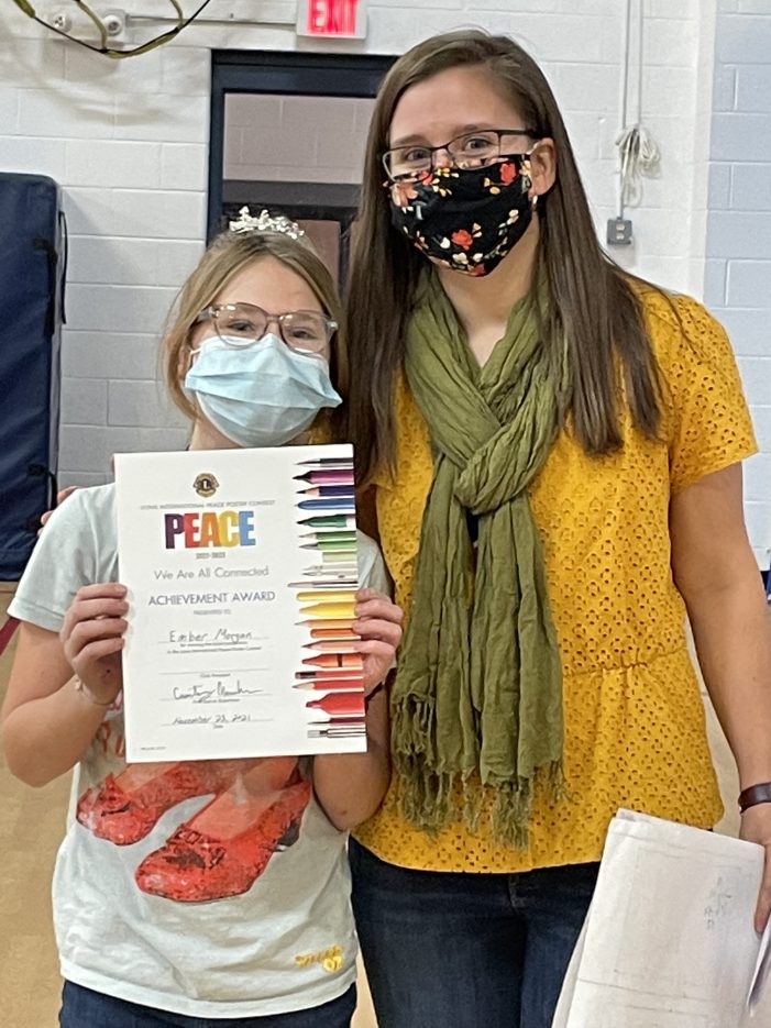 Sixth Grader Ember Morgan Earns First Place Award for Peace Poster