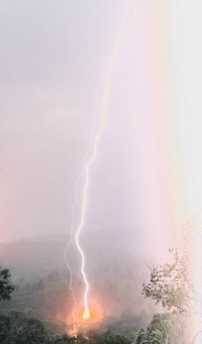 Dramatic Lightning Strike Flashes Near Highland Lake During August Storm