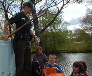 The Andover Fish and Game Club extends special thanks to Heidi Murphy and the New Hampshire Fish and Game Department for donating 250 brook trout, which matched the 250 that Andover Fish and Game purchased. All the trout went into Highland Lake for the Kids Spring Trout Fishing Derby and for the fishing season. Photo: Gordy Ordway