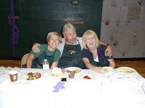 Tobyn  Olson, Frank Szilagyi, and Donna French taking a break after serving 256 people at the AF&G Beef Barbecue. Photo: Gordy Ordway