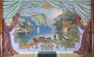 Wilmot's main stage curtain has been newly restored by the Wilmot Historical Society (WHS) and will be on display at the WHS annual meeting on Sunday, October 27. Photo: WHS