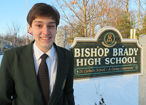 Hunter Bonk of Andover has attained high honors for the first quarter at Bishop Brady High School in Concord. Caption and photo: Herbie Bonk