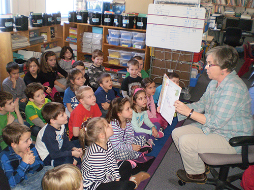 First Graders Enjoy a Scary Sledding Story