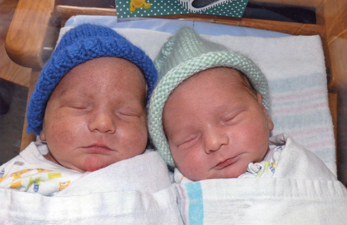 Twins Trevor and Evan St. Clair were born on February 19, 2014 to Elizabeth McDonald of Andover and Jacob St. Clair of Pittsfield. The twins' big sister is Eliza; their grandmother on their mother's side is Elizabeth Mansur of Andover.