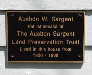 The new plaque on the house in which Ausbon Sargent lived.