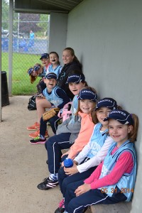 The Andover Stingers before their first tournament game on Saturday morning, May 31. Back to front: Chloe Colby, Grace Plante, Julianna Champagne, Shelby Barton, Katelyn Barton, Arie Perry, Allison Monaghan, Norah Carlson, Abby Bentzler, and Olivia Bentzler. Photo: Melissa Barton