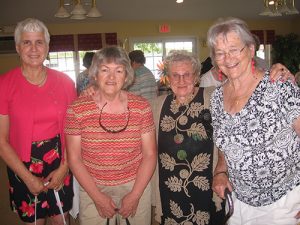 Among the Andover Service Club members on hand to celebrate with Arlyne were Joyce Egge, Gisela Darling, and on the right, Mary Demers. Photo: Lois Magenau