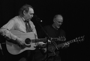 Click Horning and Jimmy Sferes perform together at the Andover Community Coffeehouse on March 20. Photo: Steve Colardeau