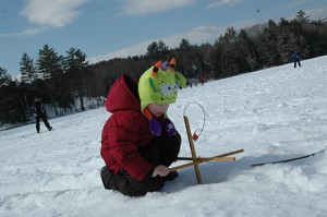 Billyjack Braley just couldn't wait for that flag to pop up during the Andover Fish and Game Club's annual Willis Nowell Memorial Kids Ice Fishing Derby on March 7. Photo: Charlie Darling