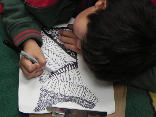 First Graders Take Time for Zentangles