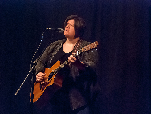 Andrea Paquin, a former Andover resident, was the featured performer at the Andover Community Coffeehouse in March. Photo: Steve Colardeau