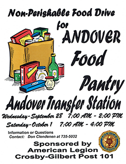 American Legion Post 101 Will Hold Drive for Food Pantry