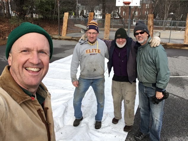 Members of the Recreation Committee Prepare the Skating Rink