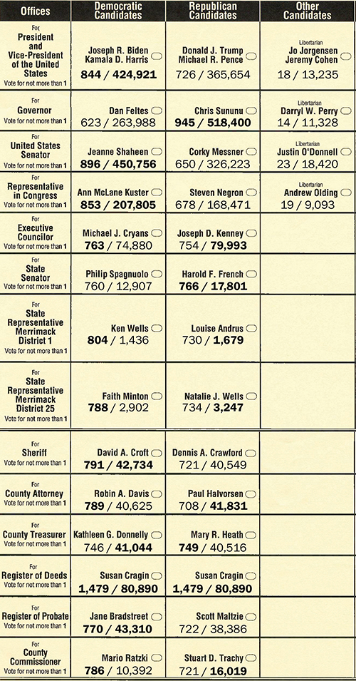 2020 Election Results for All Races on the Andover Ballot