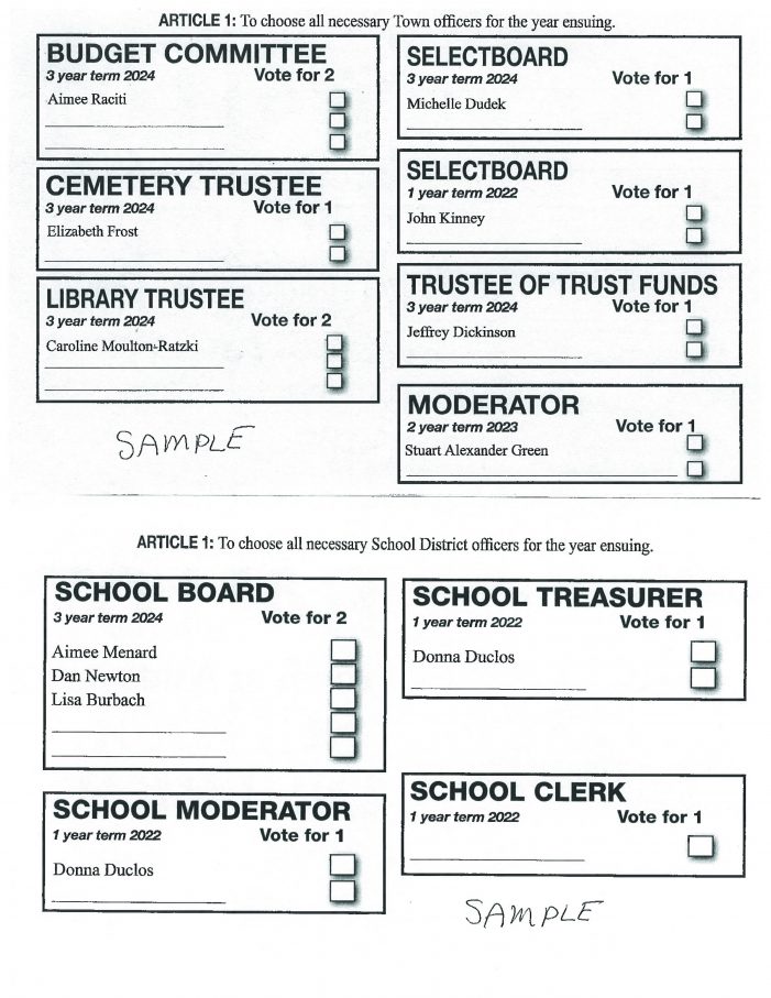 Sample Ballots for 2021 Election on April 13