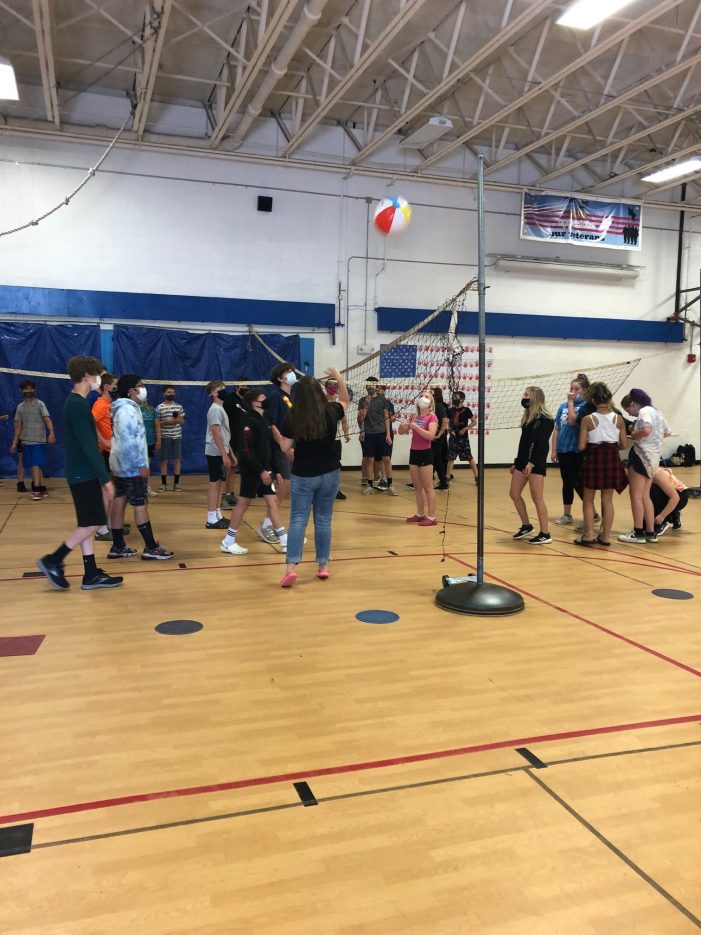 Volleyball Was One of Many Indoor Activities on AE/MS Field Day