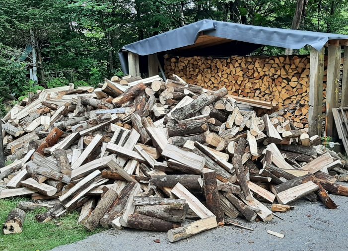 Three Cords of Wood Wait to be Stacked for Winter