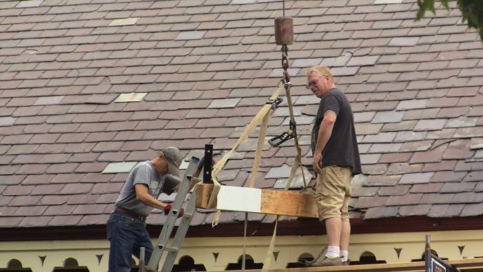 AHS Volunteers Install the “Train Order Signal” support Beam