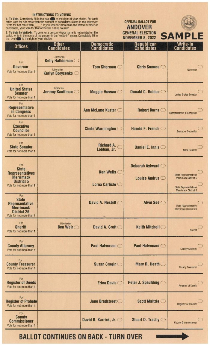 November 8 Election Sample Ballot