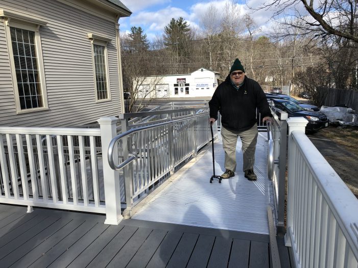 Leland Schneider Makes Use of New Access Ramp at Hub Building