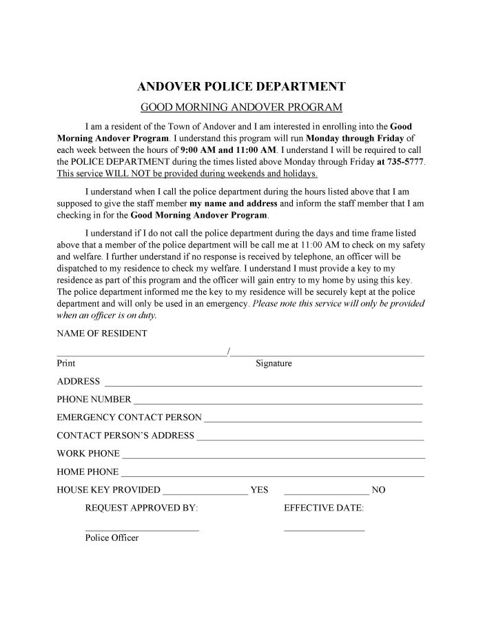 Police Department Offers “Good Morning, Andover” Program