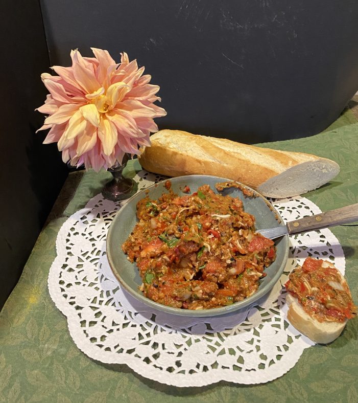 Neighbors Share Recipes: Roasted Red Pepper and Eggplant Bruschetta