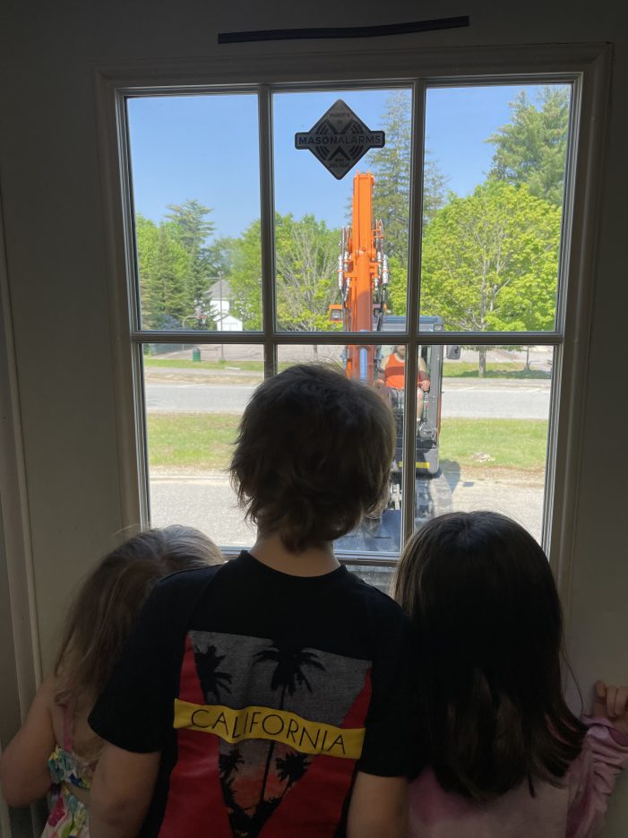 Children Watch the Andover Library Ramp Construction