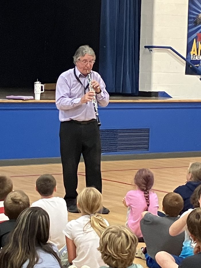 Mr. England of Ellis Music Visits AE/MS to Demonstrate Instruments