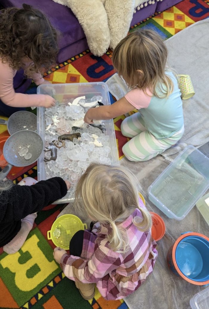 Children Explore Ice at Andover Public Library